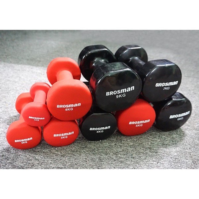Tạ tay 5kg, tạ sắt bọc cao su brosman cao cấp loại 5kg - quyensports