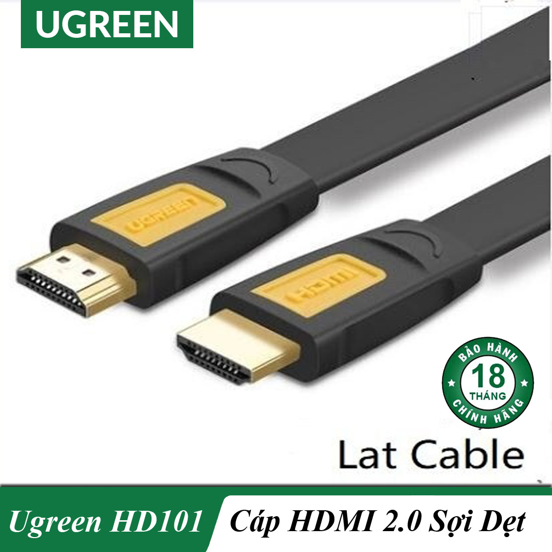 [HCM]Cáp HDMI 2.0 sợi dẹt hỗ trợ 4Kx2K chính hãng Ugreen HD101 cao cấp