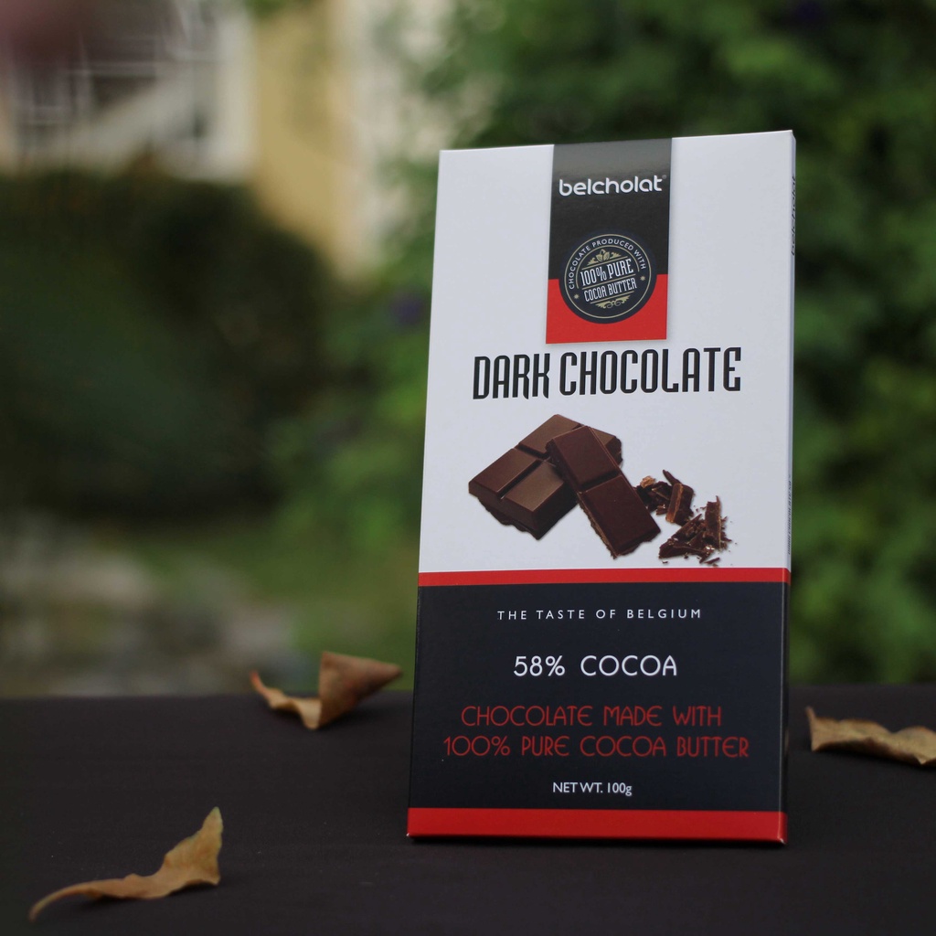 Socola thanh đen 58% cacao belcholat 100g, dark chocolate 58% cocoa belcholat 100g