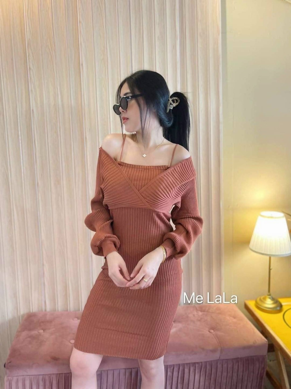 Đầm Body Nữ - Chất Liệu Thun Borip Thiết Kế Trễ Vai Tay Dài Chuẩn Form Tôn Dáng