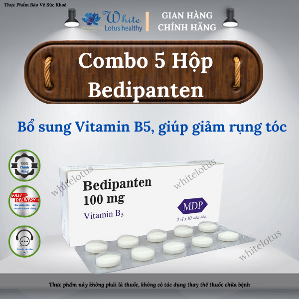 Combo 5 hộp: Bedipanten - Bổ sung Vitamin B5, giúp giảm gãy rụng tóc (H/20v)