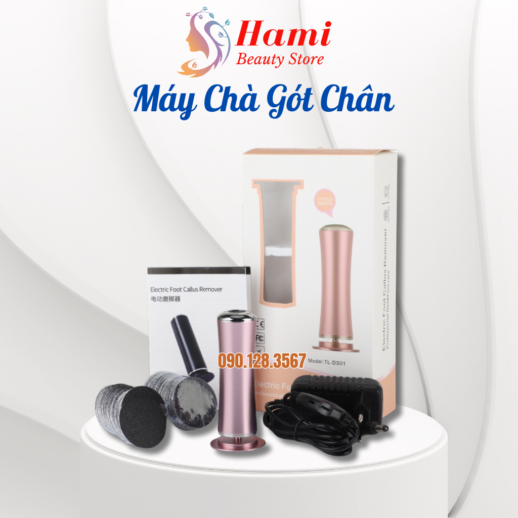 Máy chà gót chân điện đảo chiều | máy mài gót chân điện + 60 miếng nhám chà