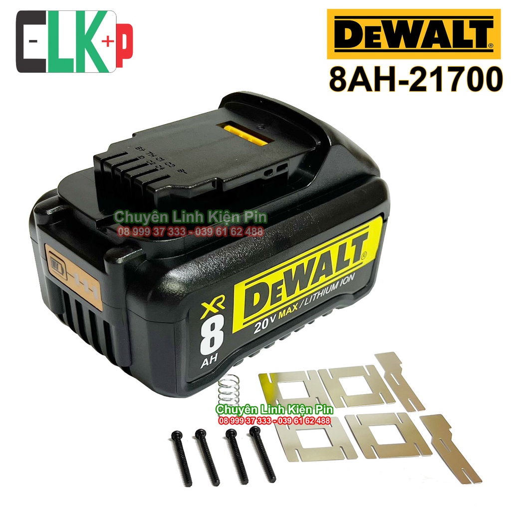 Vỏ mạch pin dewalt 8ah 21700 20v li-ion 2 hàng có led báo pin, nhận sạc zin.