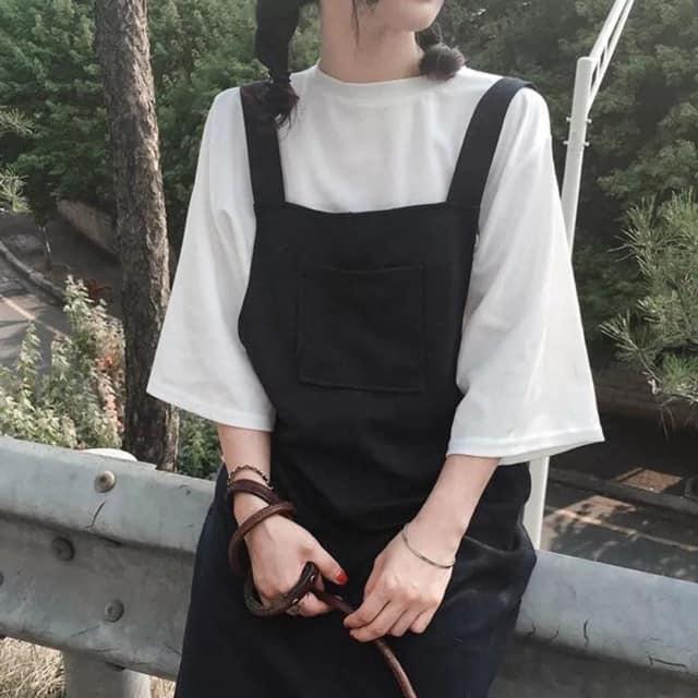 Sét váy yếm kèm áo trắng siêu xinh, thời trang 1993