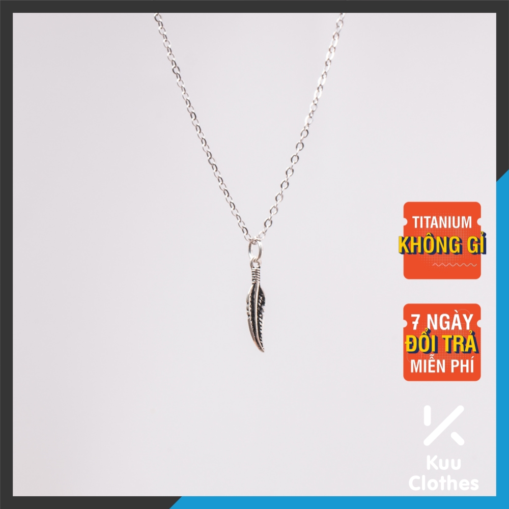 Dây Chuyền Nam Plume Chain Lông Vũ Nhỏ Kuu Clothes Màu Bạc - Mặt Vòng Cổ Đơn Gản Phong Cách Hàn Quốc Thép Titan Không Gỉ