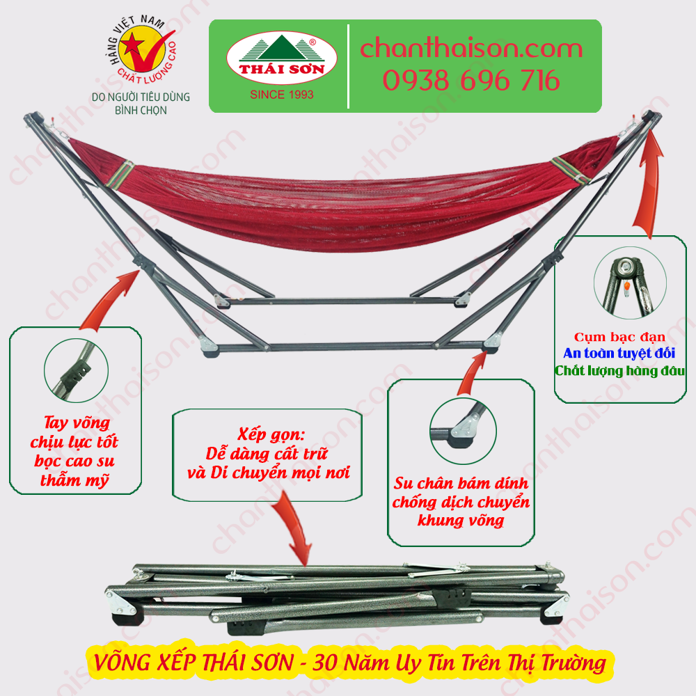 Bộ khung võng xếp thái sơn ống tròn + võng lưới