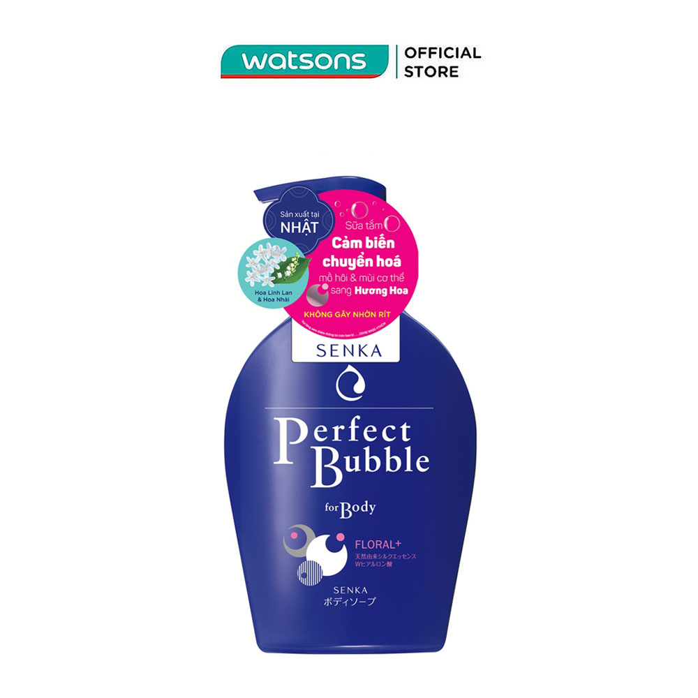 Sữa Tắm Dưỡng Ẩm Senka Perfect Bubble For Body Floral Plus Hương Linh Lan & Hoa Nhài 500ml