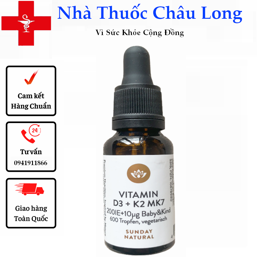 Vitamin D3 K2 Mk7 Sunday Natural 20ml Đức