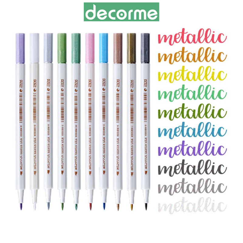Bút metalic DecorMe soft brush sign pen ánh kim viết tiêu đề trang trí sổ tay SJ
