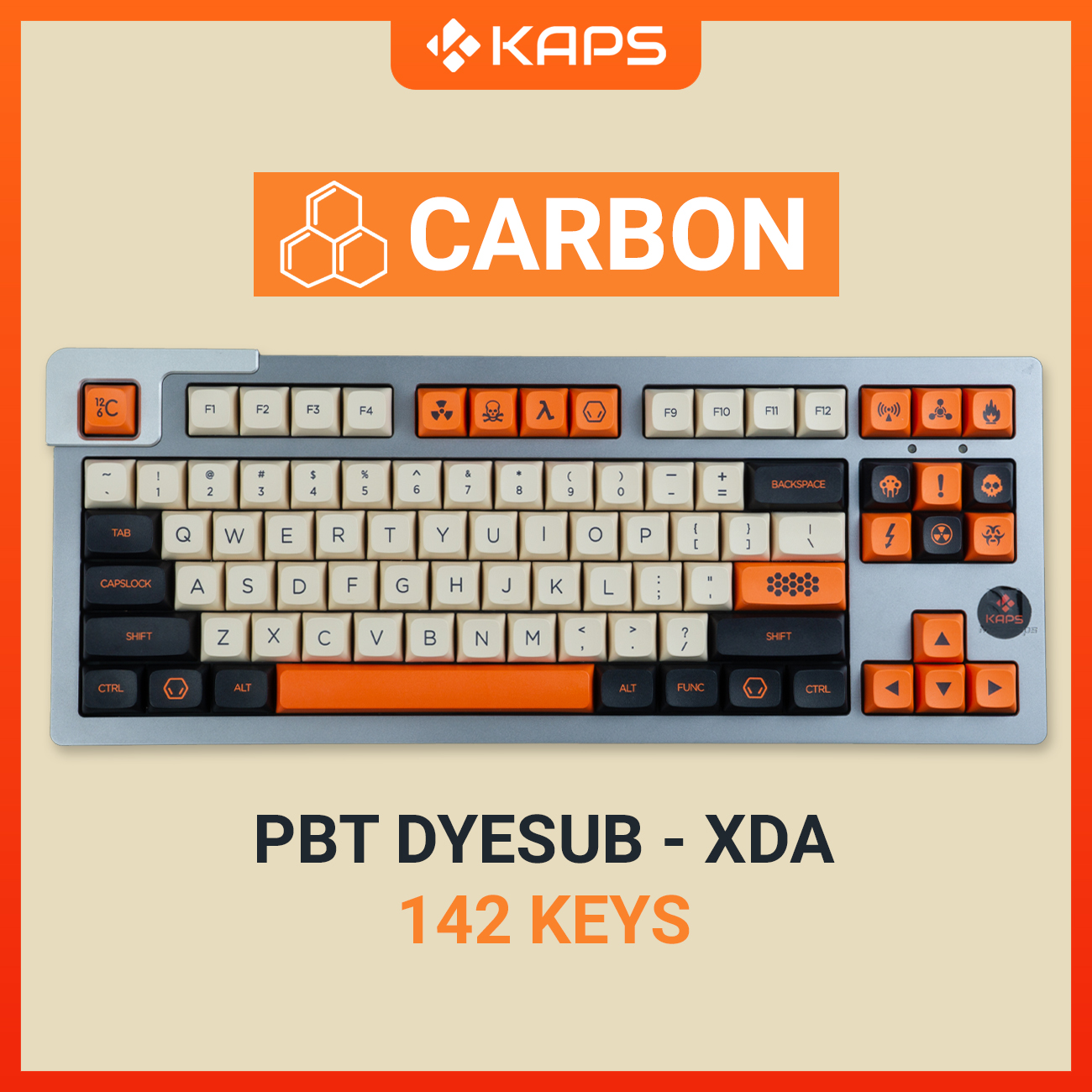 Keycap Carbon PBT profile XDA in dyesub 142 nút cho bàn phím cơ layout 108/104/98/87/84/75/68/64/61