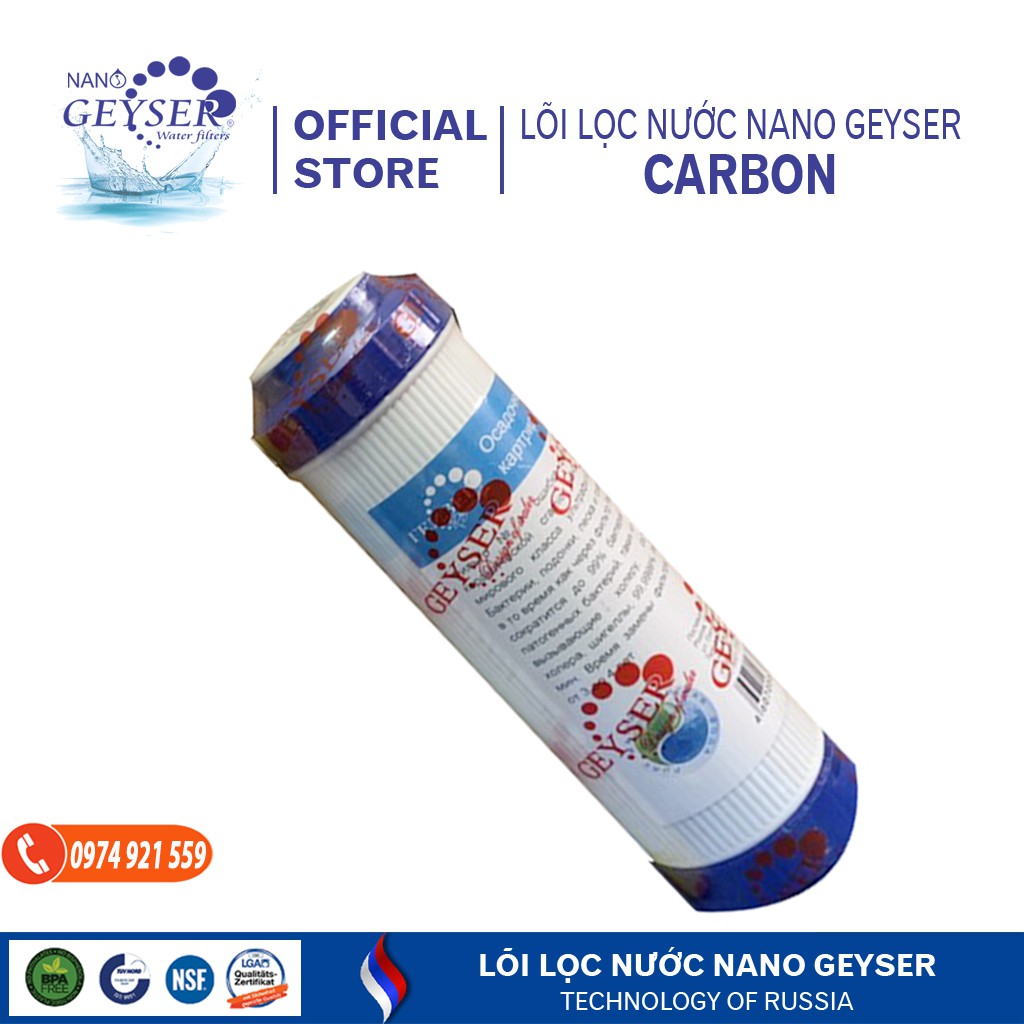 [Chính hãng-Thương hiệu Nga-Cao cấp-Lỗi đổi mới]  lõi lọc nước Carbon-lõi lọc số 1-dòng máy lọc nước Nano Geyser Ecotar TK 3-4-5-6-7-8 công nghệ Nga