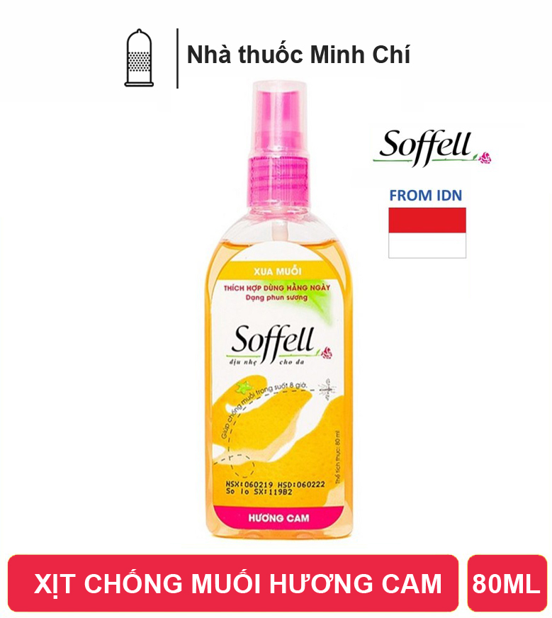 Xịt chống muỗi Soffell hương cam  ( chai  80ml )