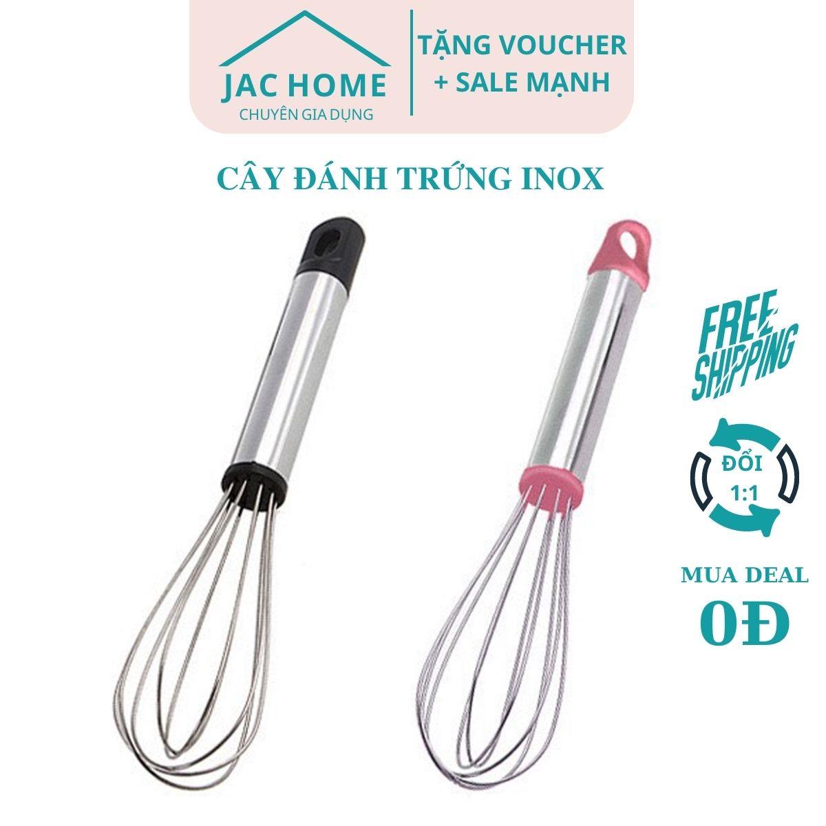 Dụng cụ đánh trứng đánh bột INOX JacHome