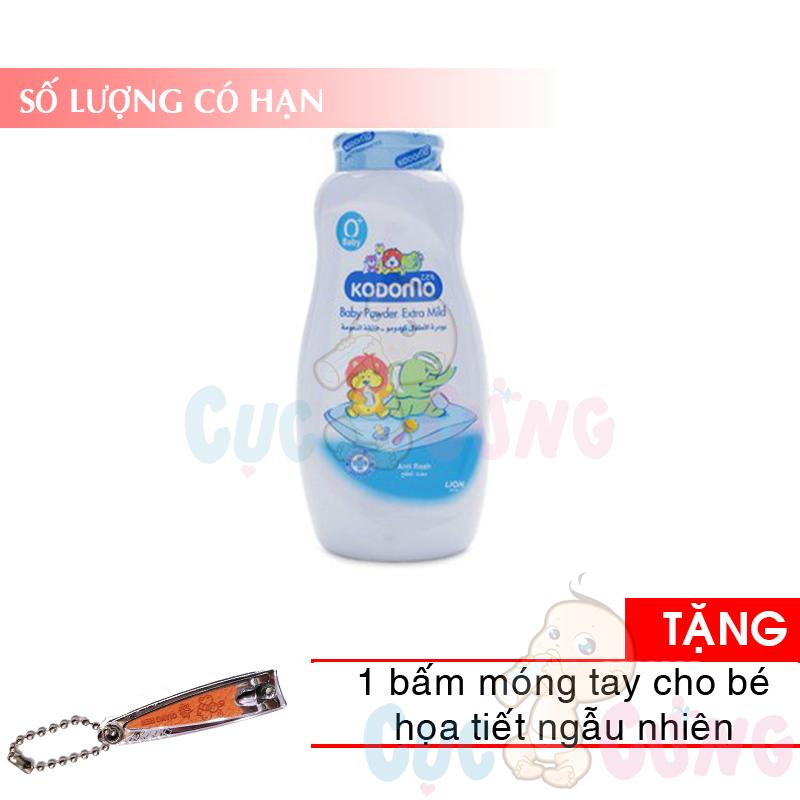 Phấn ngừa rôm sẩy Kodomo 160g -  Extra Mild (xanh) Tặng 1 cắt móng tay họa tiết ngẫu nhiên - phan ngua rom say cho be