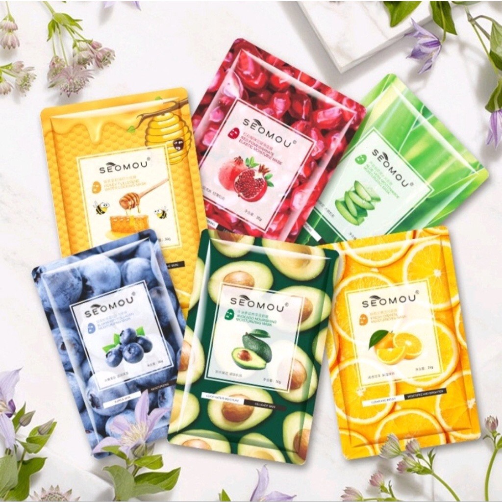 Nạ trái cây giấy dưỡng da, mặt nạ nội địa Trung chiết xuất hoa quả Seomou