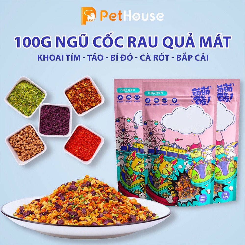 Snack thưởng rau củ ngũ quả sấy khô cho chó mèo