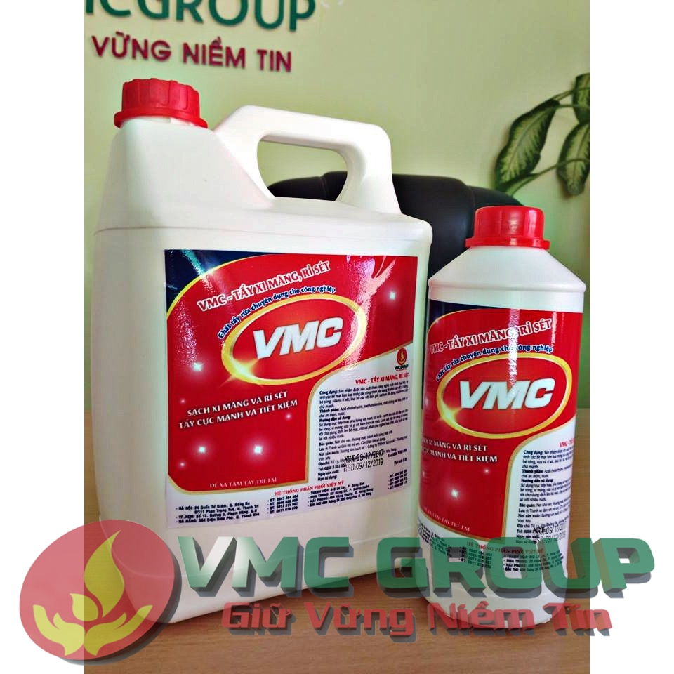 Siêu tẩy bê tông, gỉ sét vmc chai 1 lít đánh bay xi măng bám trên các bề mặt