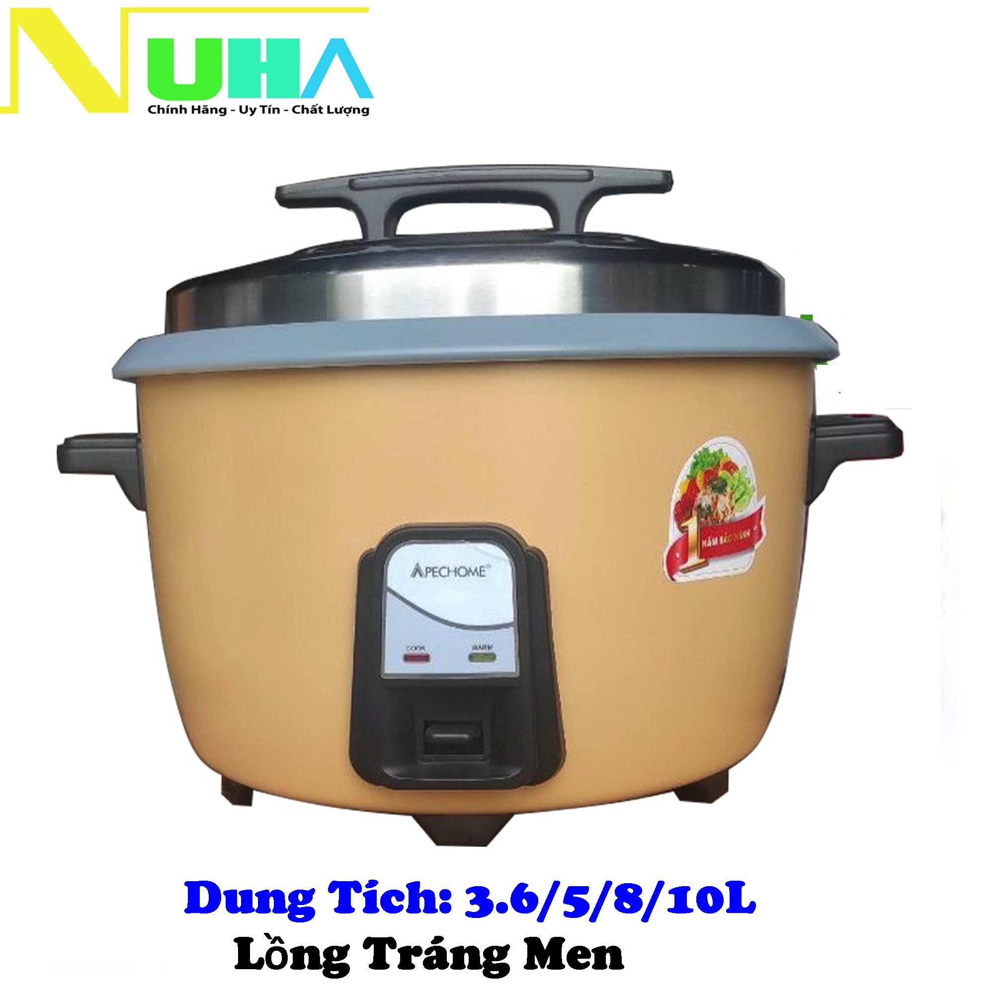Nồi cơm điện công nghiệp lồng men apechome dung tích 3.6/5/8/10l- hàng chính hãng