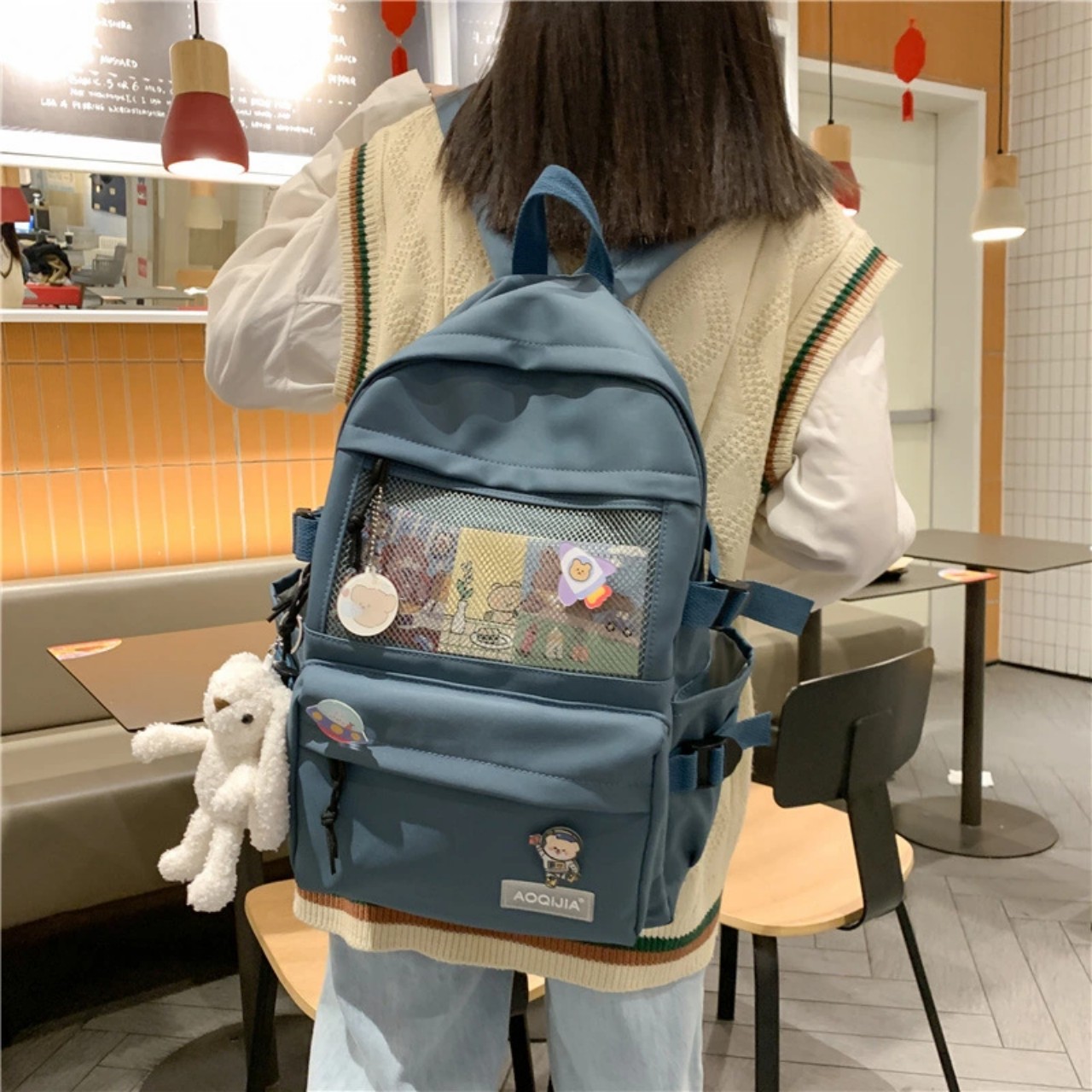 [Siêu Sale] Balo Nữ Đi Học Phong Cách Thời Trang Hàn Quốc nhiều ngăn đựng vừa a4 [BL8153]