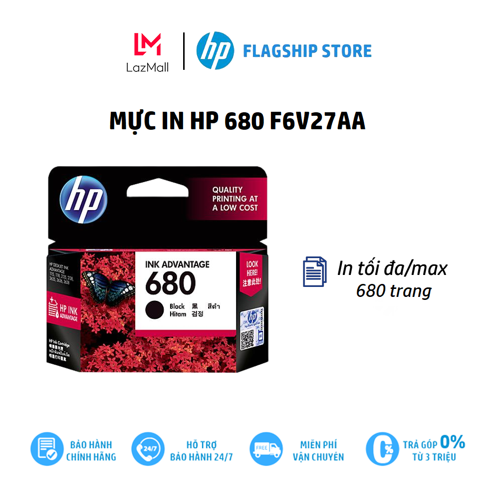 Mực in hp 680 black original ink advantage cartridge-f6v27aa - hàng chính hãng
