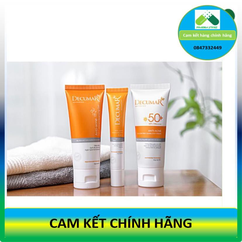 ! [new] combo decumar advanced [gel ngừa mụn, gel rửa mặt kiềm nhờn, kem chống nắng] (decuma, advance) !