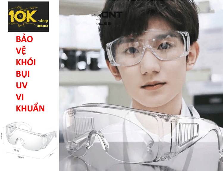 Kính bảo hộ NAM NỮ chuyên dụng cho y tế, kỹ thuật phòng bệnh hô hấp hiệu quả mẫu mới 2020 (trong suốt)