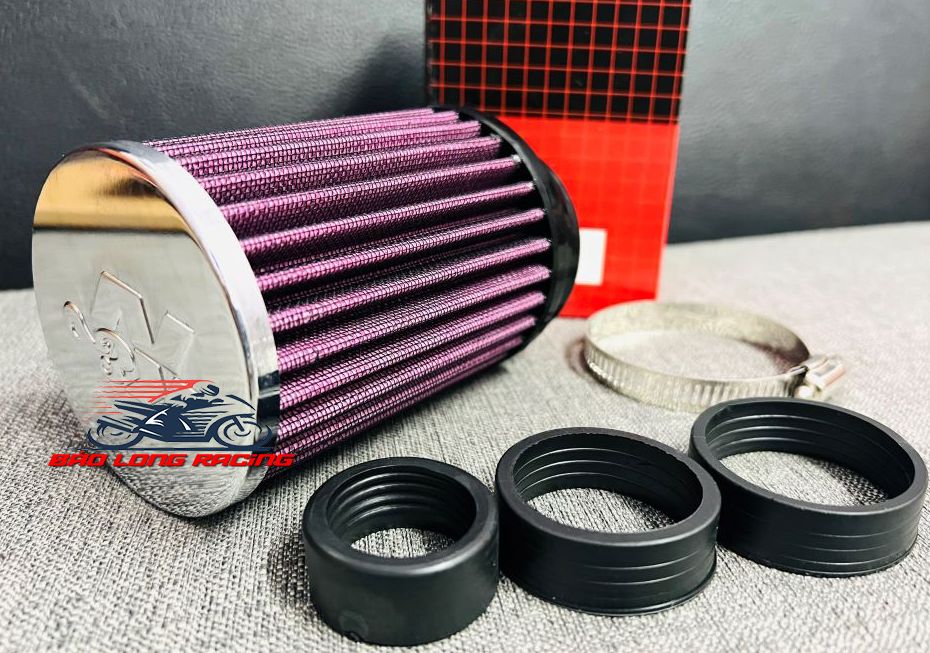 Lọc gió pô e kn kiểu1280 gắn xe máy đít xi inox siêu bền lấy gió rất tốt