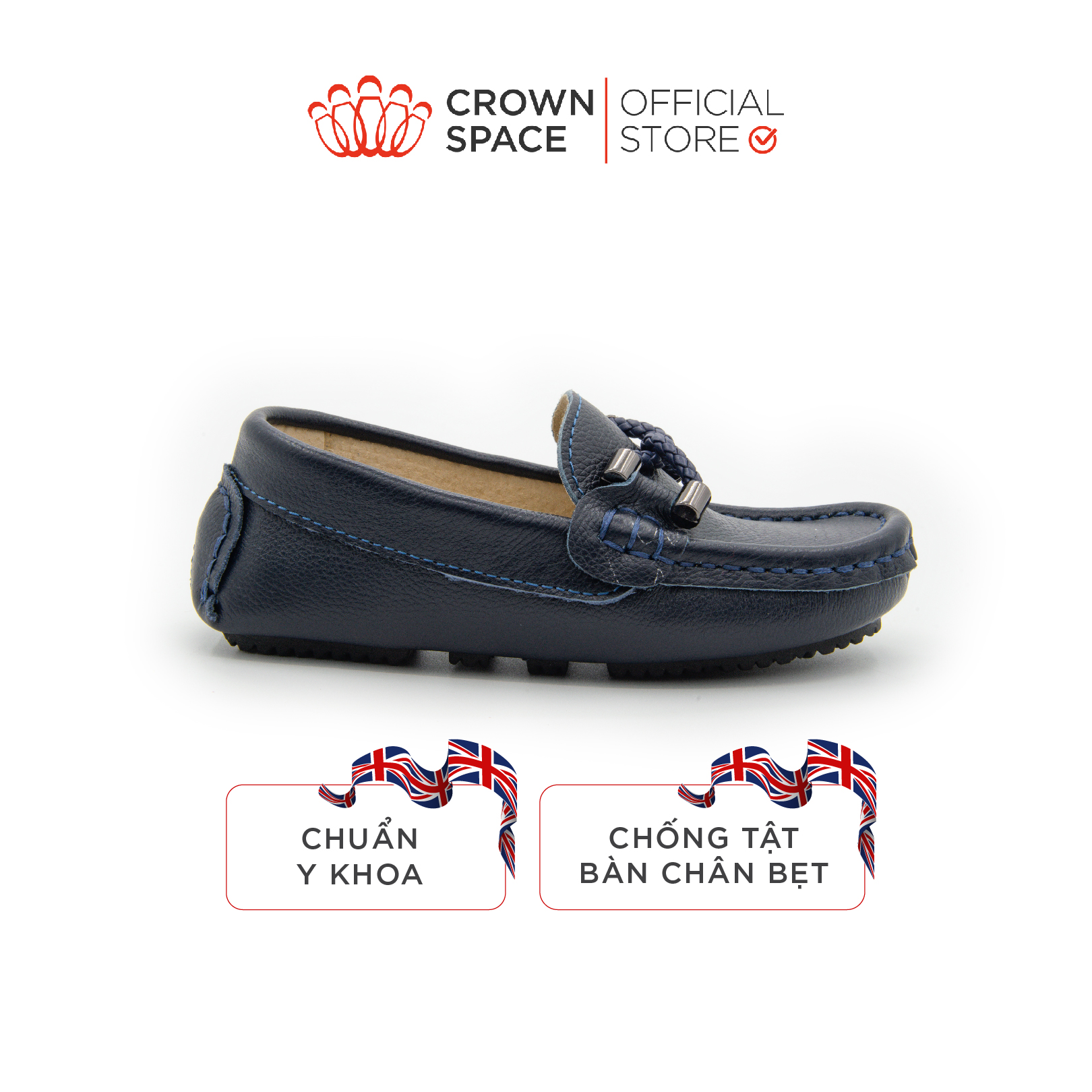 Giày hoàng gia dành cho bé trai đi học, đi chơi, đi dự lễ hội CROWN SPACE thiết kế chuẩn y khoa chính hãng CRUK445.