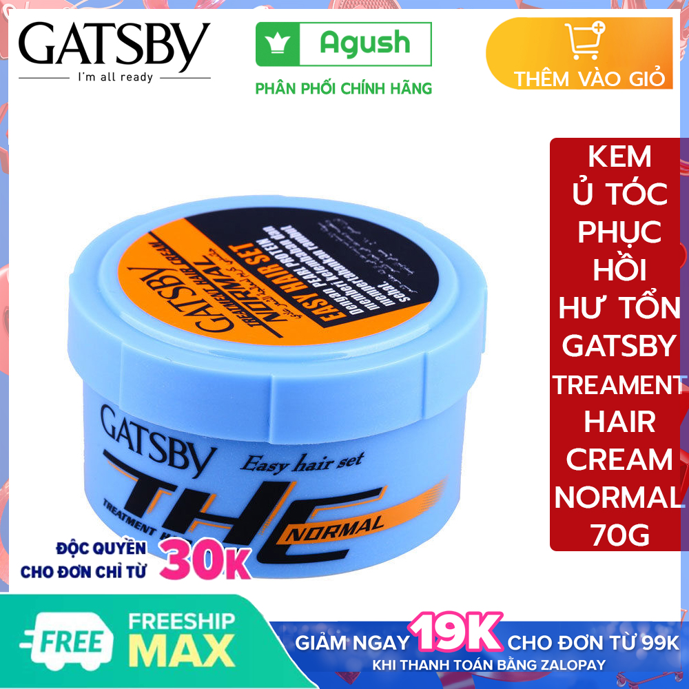 Kem ủ tóc phục hồi hư tổn siêu mượt lạnh nhật bản Gatsby Treatment Hair Cream Normal 70g, 125g thơm bóng mượt chứa protein ngọc trai dưỡng ẩm ngừa khô thêm 2 loại vitamin giữ tóc khỏe mạnh