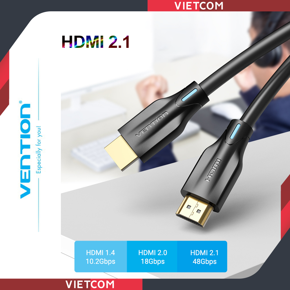 Cáp HDMI 2.1 Tốc độ cao 48Gbps 8K/60Hz Dynamic HDR - eARC - Hãng Vention 2M