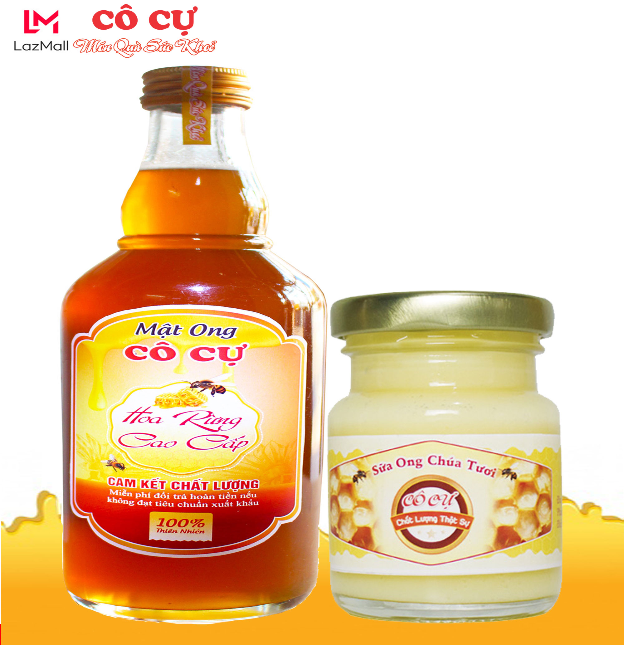 Mật ong nguyên chất hoa rừng cao cấp 500ml + sữa ong chúa 100gr