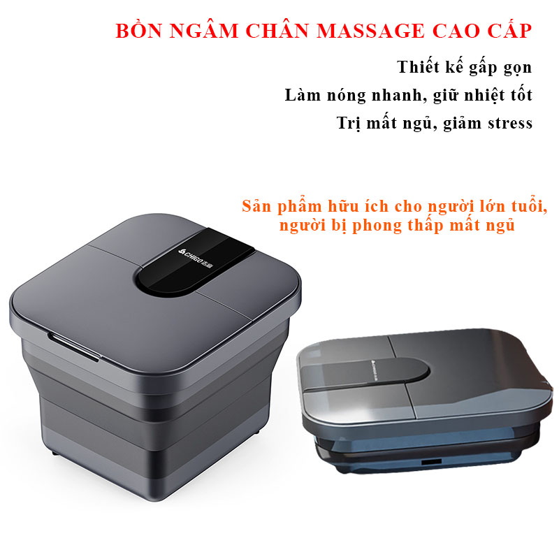 [Tặng Thêm Quà] Bồn ngâm chân massage, chậu ngâm chân máy massage chân gấp gọn cao cấp tặng kèm thảo dược ngâm chân, bảo hành 2 năm lỗi đổi mới trong 7 ngày đầu nhận hàng