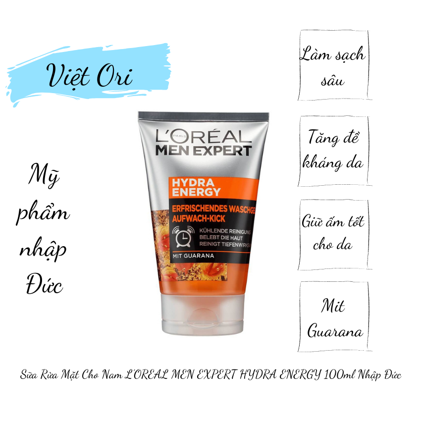 Sữa rửa mặt cho nam loreal men expert hydra energy 100ml - đức