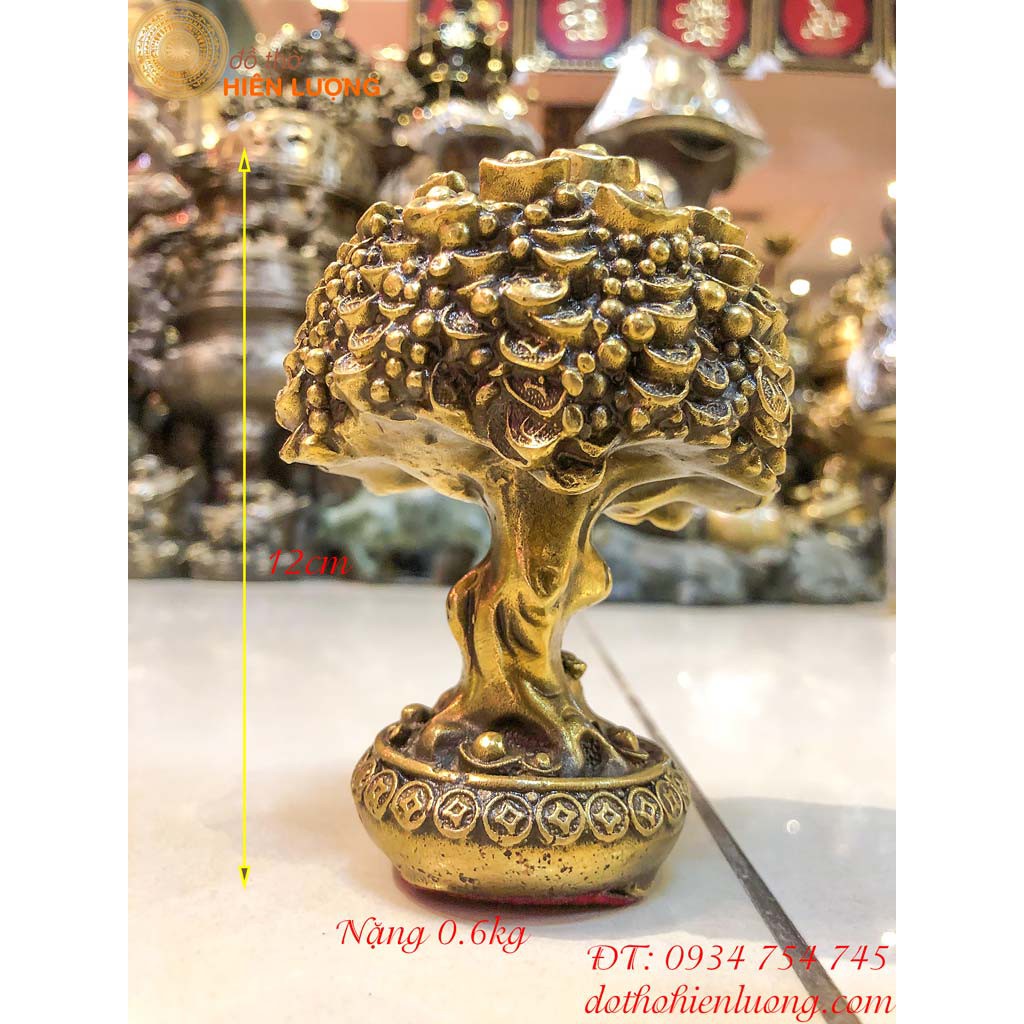 Cây kim tiền bằng đồng phong thủy cao 12cm, mang lại tài lộc may mắn