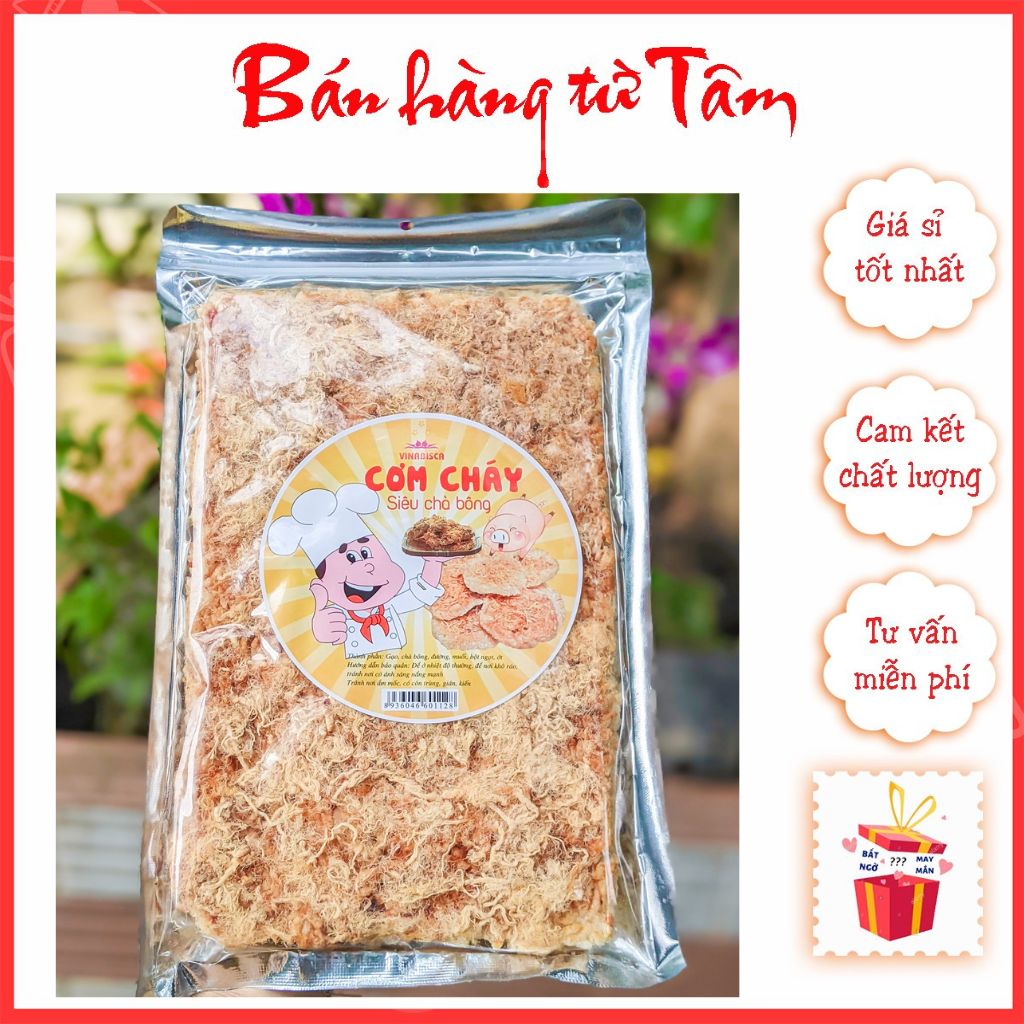 Cơm cháy chà bông vinabisca loại 1 gói siêu to - cơm cháy siêu chà bông - cơm cháy gạo lứt chà bông - cơm cháy chà bông gạo lứt - cơm cháy gạo lứt - cơm cháy sài gòn