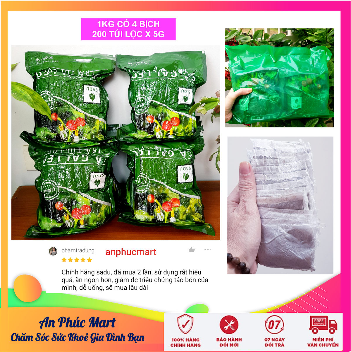 Trà Cà Gai Leo Sadu 1kg 200 Túi Lọc - Giải Độc Gan, Giải Rượu