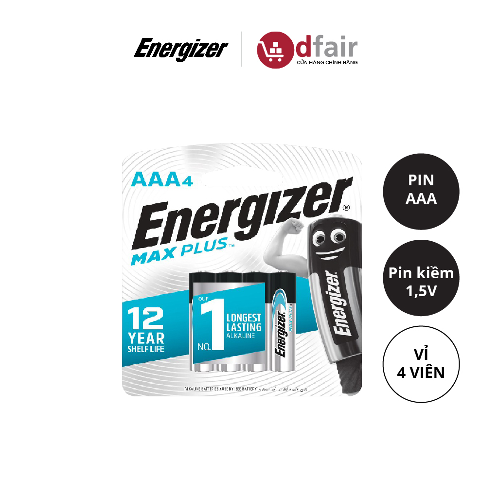 Vỉ 4 viên pin aaa energizer max plus ep92 bp4 - 100922573