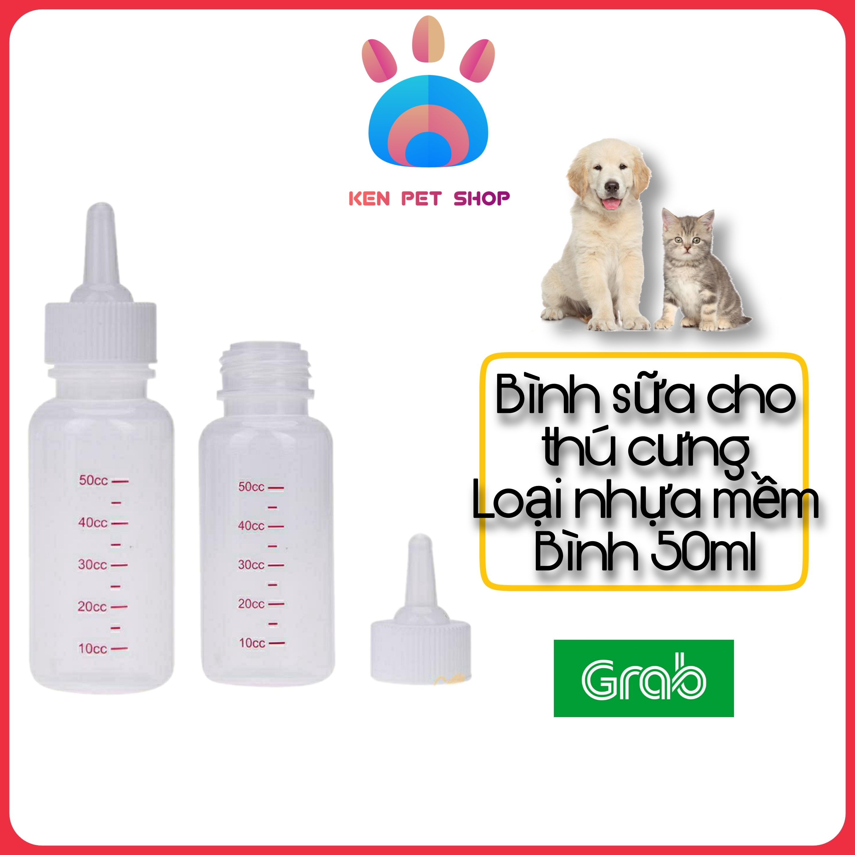 Bình sữa nhựa mềm cho chó, mèo con và thú cưng nhỏ