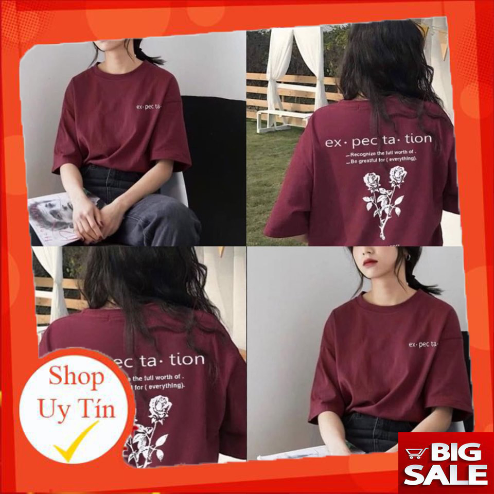 Áo phông, áo thun form rộng họa tiết hoa hồng Unisex - UNI0008