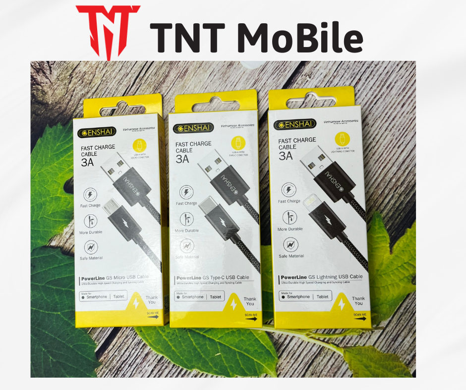 Cáp sạc nhanh 3a đèn led genshai gl9 , gt 9, gm9 dành cho micro usb, type c, iphone