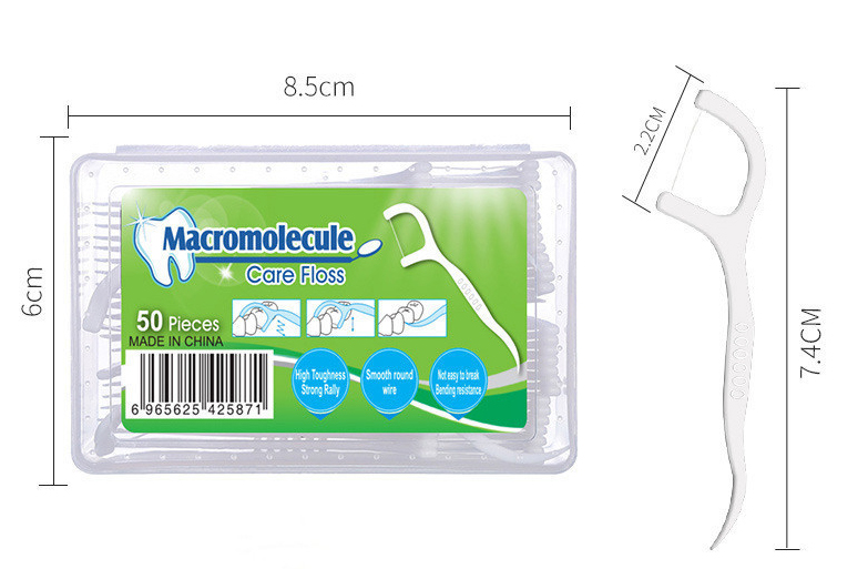 Hộp 50 tăm chỉ nha khoa xỉa răng macromolecule