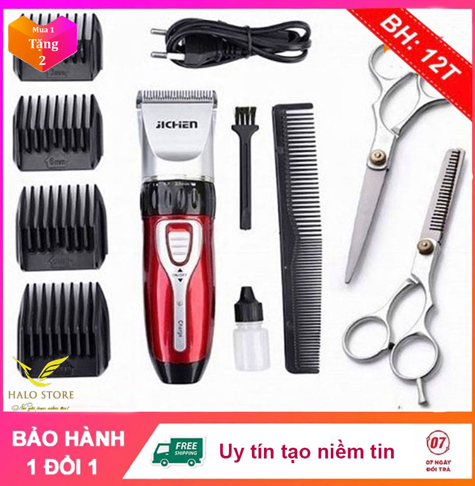 Tông Đơ Cắt Tóc Gia Đình - Tăng Đơ Hớt Tóc Cho Bé JICHEN 0817 TẶNG Bộ Kéo Cắt Tỉa [NHIỀU QUÀ TẶNG]