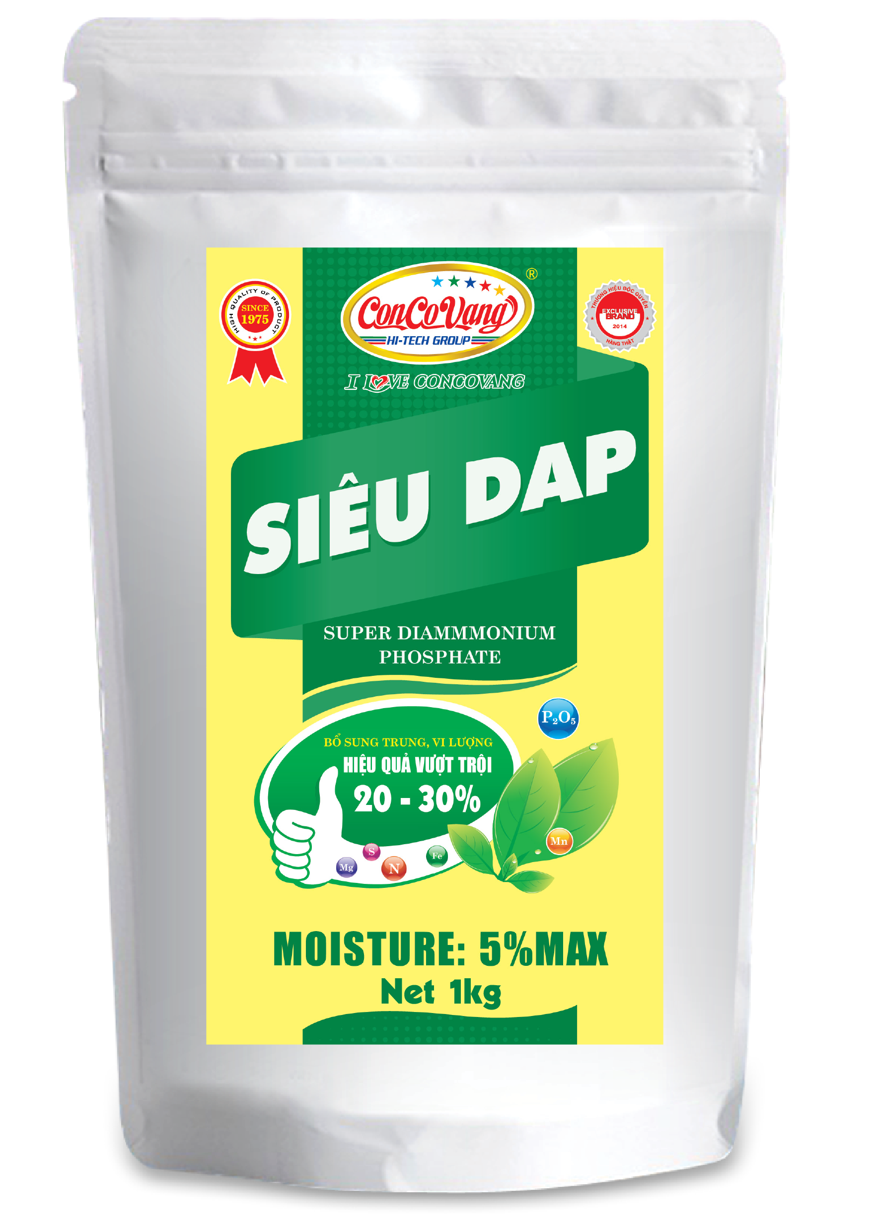 Phân bón Con Cò Vàng : Siêu DAP (1kg) - Sử dụng được cho tất cả loại cây trồng