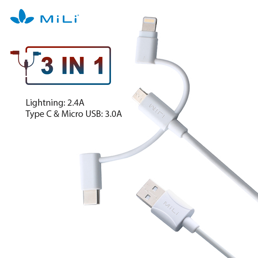 Cáp 3in1 mili - hi-l31 màu trắng