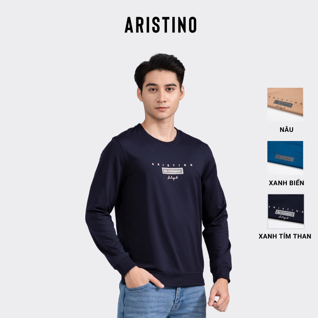 Áo dài tay bo gấu Aristino phom Regular fit suông vừa, thoải mái - ASW011W2