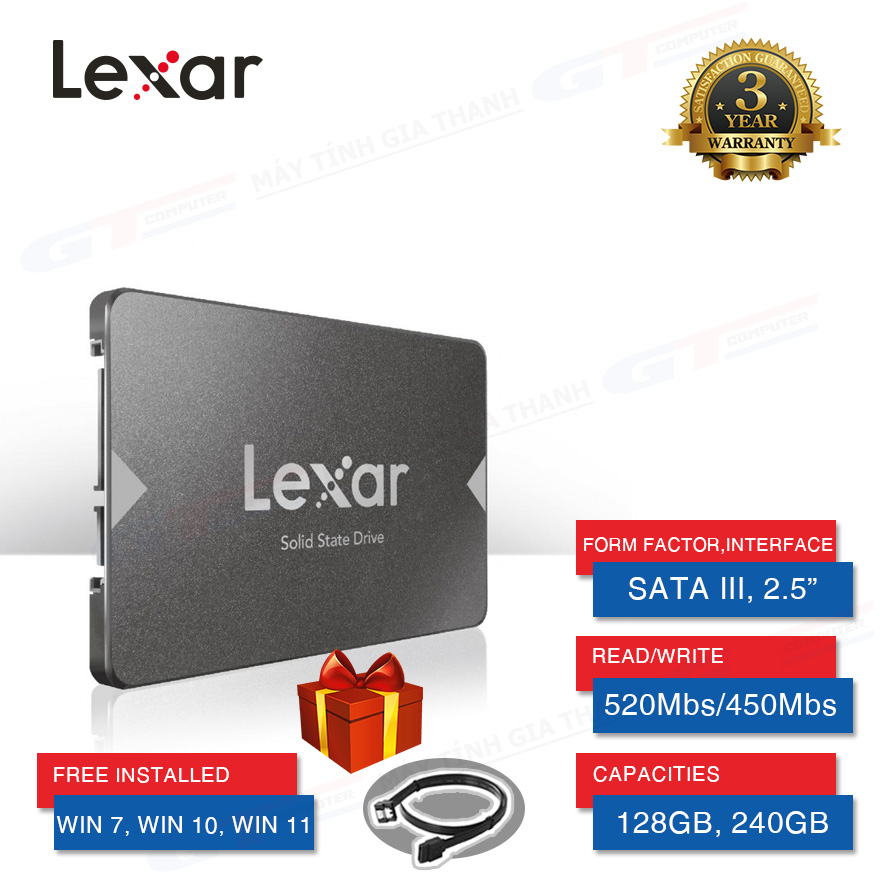 Ổ cứng ssd lexar ns100 128gb | lnq100 240gb 2.5” sata iii - chính hãng viết sơn/mai hoàng bh 3 năm