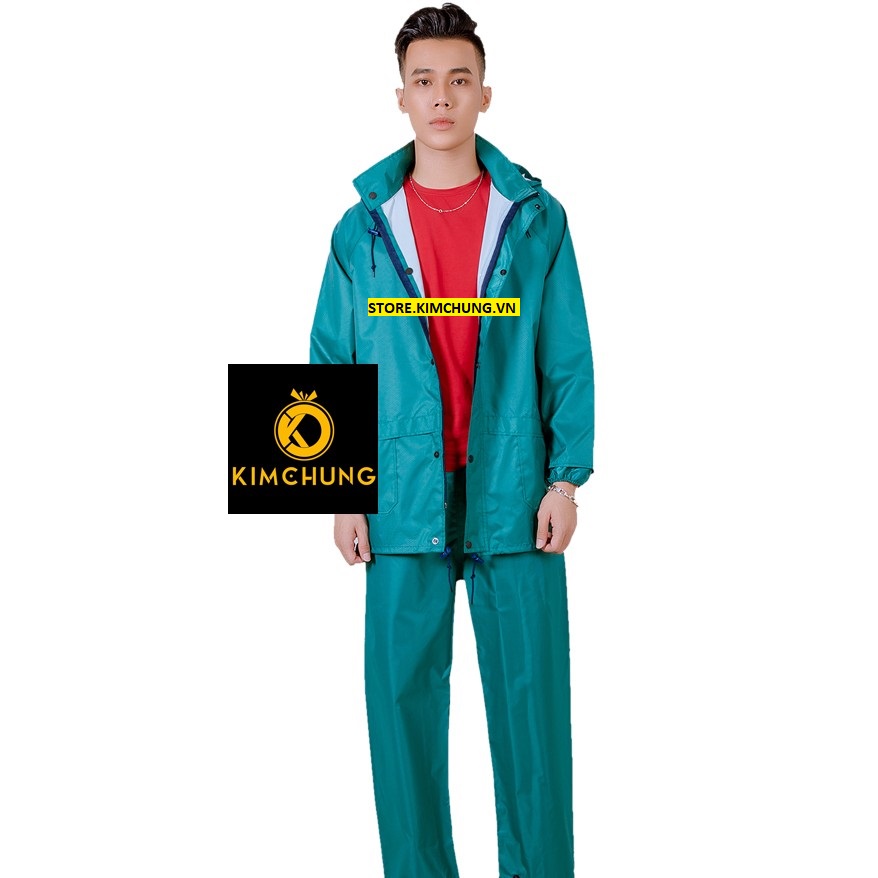 [HCM]Đồ bảo hộ lao động áo mưa bộ vải dù VẨY CÁ cao cấp siêu nhẹ không thấm nước (xanh rêu đỏ đô xanh dương xanh navy) (Size XL)