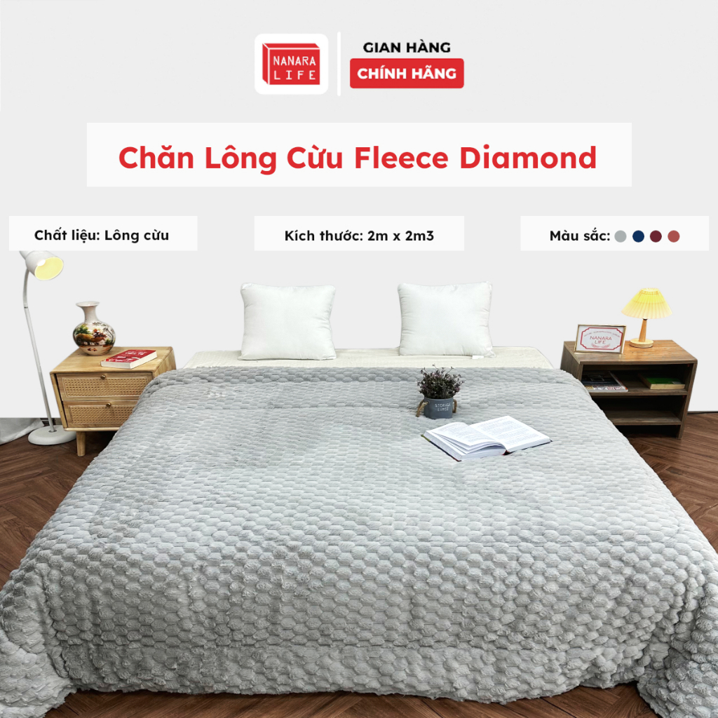 Chăn Mùa Đông Nanara Life Chất Liệu Lông Cừu FLEECE DIAMOND Cao Cấp, Mềm Mại Ấm Áp Chông Ẩm Đa Dạng Màu Sắc & Kích Thước