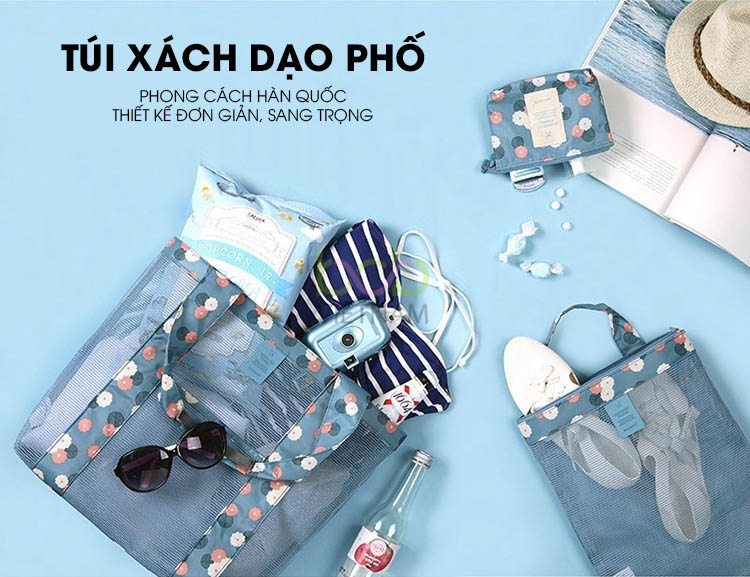 Túi xách dạo phố phong cách hàn quốc cho nữ mẫu túi lưới công sở dạo phố đi biển