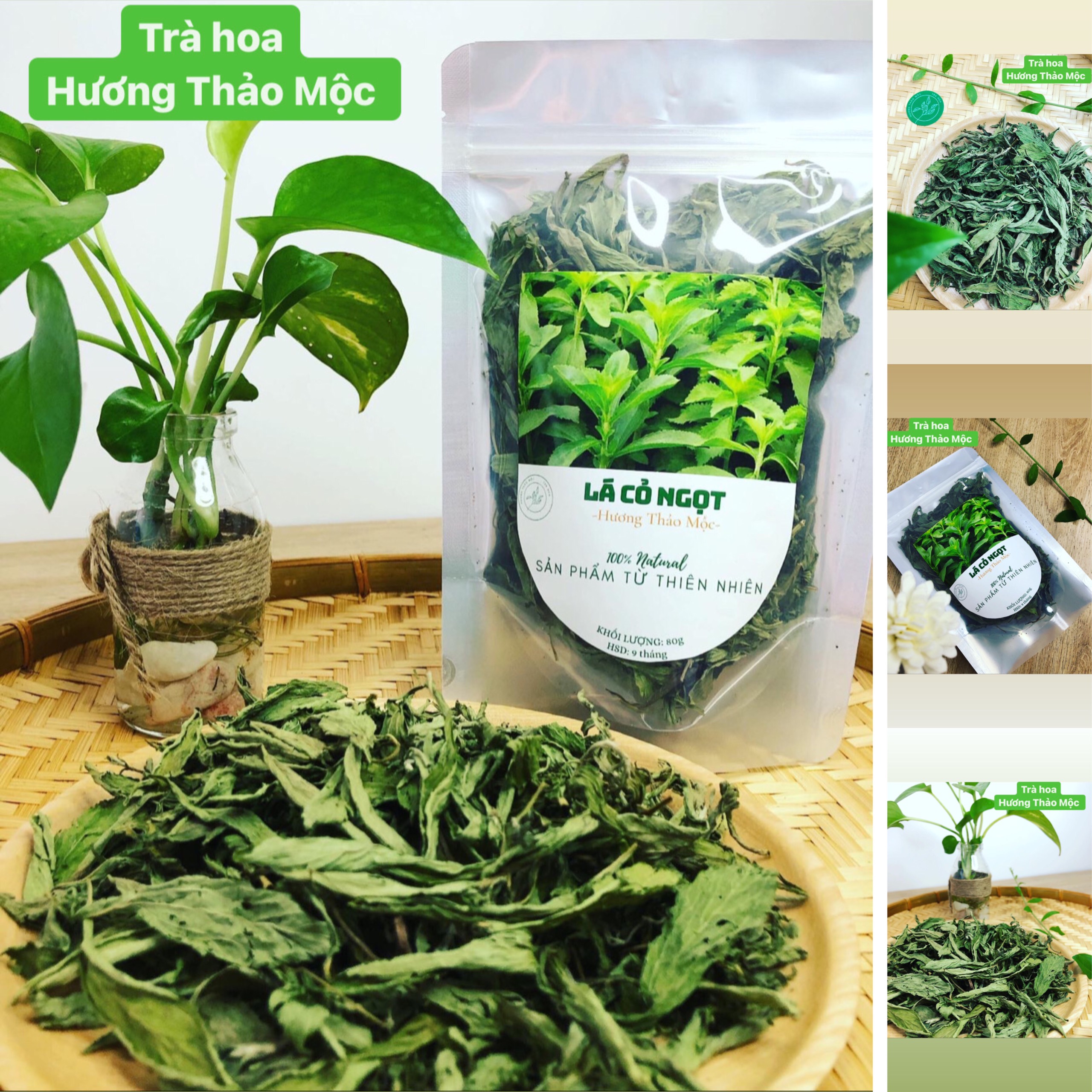 Lá cỏ ngọt sấy lạnh 1kg - hương thảo mộc
